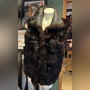 Brown rabbit fur vest, liner-medium